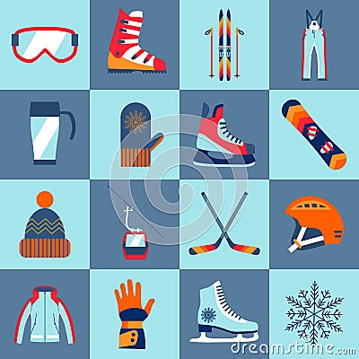 Winter sport icons set Vector Illustration