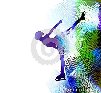 Winter sport. Ladies figure skating. Vector illustration Vector Illustration