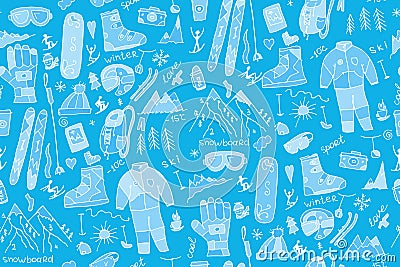 Winter sport, seamless pattern for your design Vector Illustration