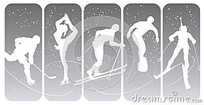 Winter sport silhouettes Vector Illustration