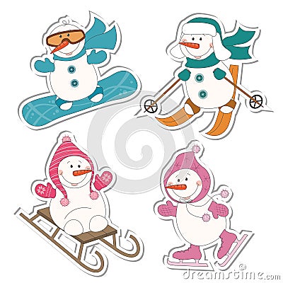 Winter sport snowman Vector Illustration