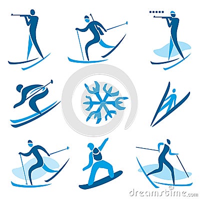 Winter sport symbols Vector Illustration