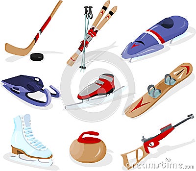 Winter sport, tools Vector Illustration