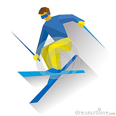 Winter sports: Aerial skiing. Freestyle skier during a jump Vector Illustration