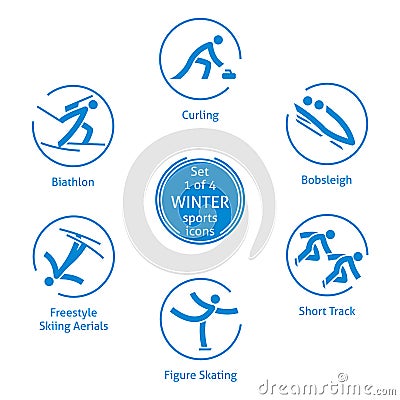Winter sports icons set, 1 of 4, vector pictograms Vector Illustration
