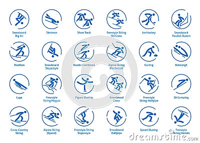 Winter sports icons set Vector Illustration