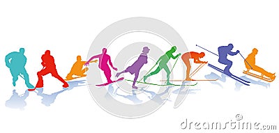 Winter sports illustrations Vector Illustration