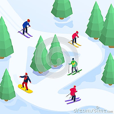 Winter Sports Isometric Composition Vector Illustration