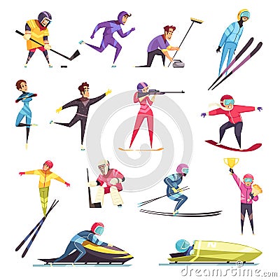 Winter Sports Set Vector Illustration