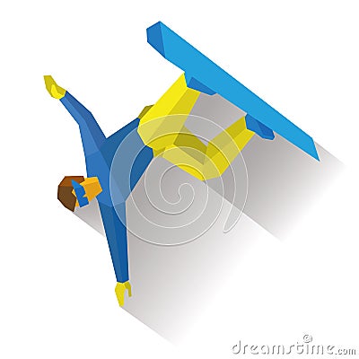 Winter sports - snowboard halfpipe. Cartoon snowboarder performs Vector Illustration