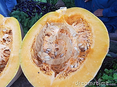 Winter squash which has a hard rind and firm flesh and can be stored for a long time Stock Photo