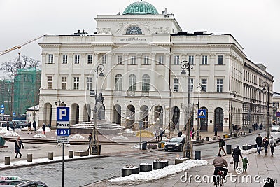 Winter Staszica Palace in Warsaw, Poland. Editorial Stock Photo