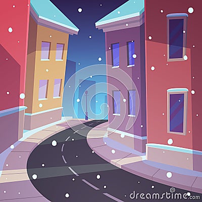 Winter Street Vector Illustration