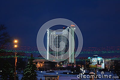 Winter night view cityscape Minsk Belarus Editorial Stock Photo