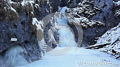 Winter in Sucha Bela gorge , Slovensky raj National park , Slovakia Editorial Stock Photo