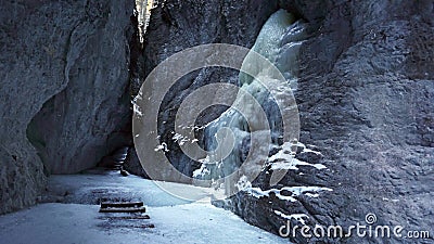 Winter in Sucha Bela gorge , Slovensky raj National park , Slovakia Stock Photo