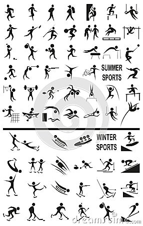 Winter and summer sports on the white Vector Illustration