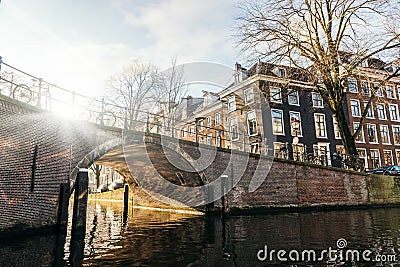 Winter sunset in Amsterdam Stock Photo