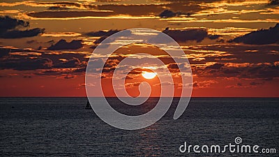 Winter Sunset on Apollonia beach Stock Photo