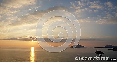 Sunset at Sounion, near Poseidon temple. Stock Photo