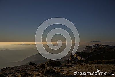 Winter sunset in Serra Del Montsec, Lleida, Spain Stock Photo