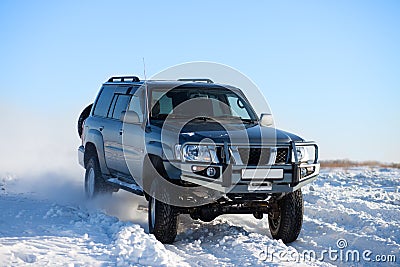 Winter SUV ride Stock Photo