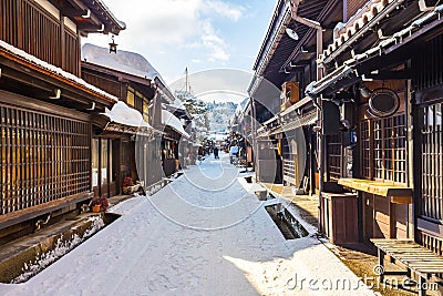 Winter in Takayama ancient city in Japan Stock Photo
