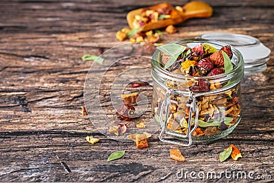 Winter tea. A mixture for the preparation of hot warming drinks Stock Photo