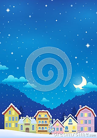 Winter theme with Christmas town image 2 Vector Illustration