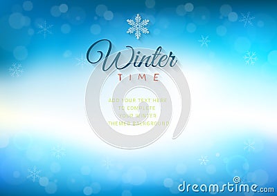 Winter time background with text - illustration. Vector Illustration