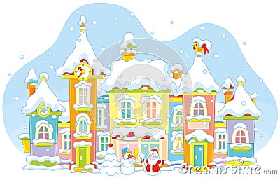 Winter toy town Vector Illustration