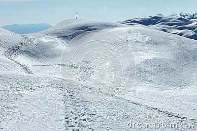 Winter trail to top of the mountain Stock Photo