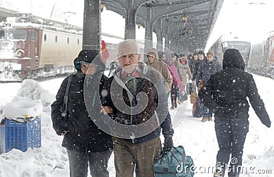 WINTER - TRAIN STATION Editorial Stock Photo