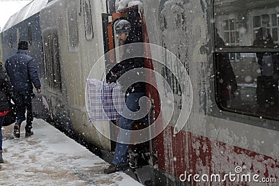 WINTER - TRAIN STATION Editorial Stock Photo