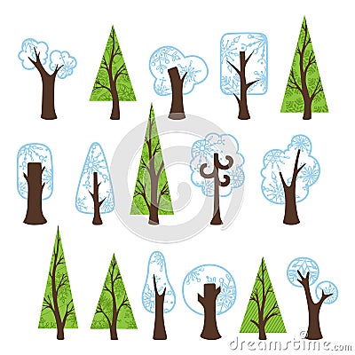 Winter trees Vector Illustration