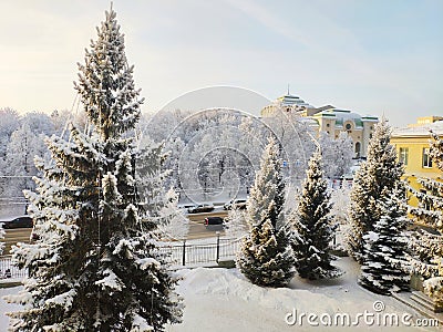 Winter in Ufa. Beautiful winter. Stock Photo