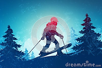 Winter Vacation, winter weekend, skiing ski mask snow sledding, recreation in the winter mountains, adrenaline, speed Stock Photo