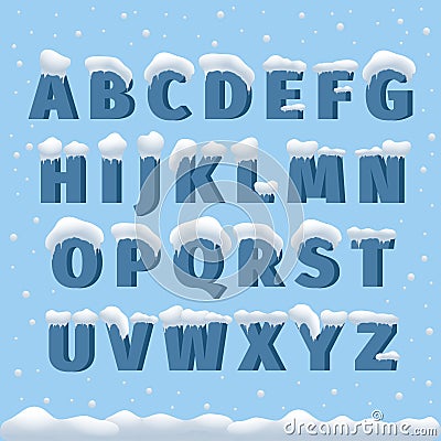 Winter vector alphabet with snow Vector Illustration