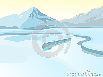 Winter vector landscape. Mountain landscape Vector Illustration