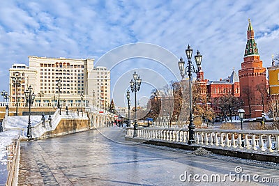 Winter view of the Alexander park in Moscow, Russia Editorial Stock Photo