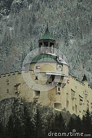 Winter view of the Castle of Hohenwerfen Festung Hohenwerfen Stock Photo