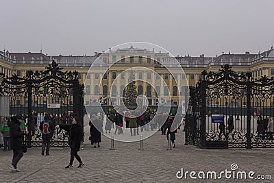 Winter view of the entrance gate of Schonbrunn Palace Editorial Stock Photo