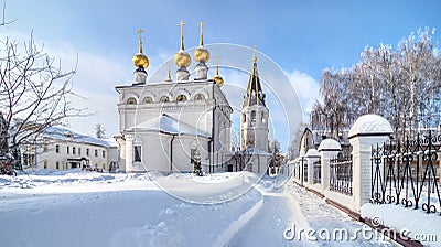 Winter view of Fedorovsky monastery in Gorodets. Stock Photo