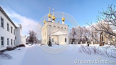 Winter view of Fedorovsky monastery in Gorodets. Stock Photo