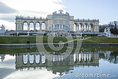 Schonbrunn Palace Gloriette Structure in Winter Editorial Stock Photo