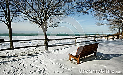 Winter view by the lake Stock Photo