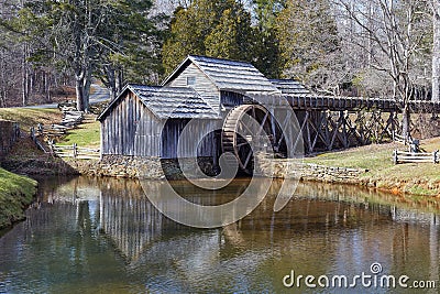 Winter View of Mabry Mill Stock Photo