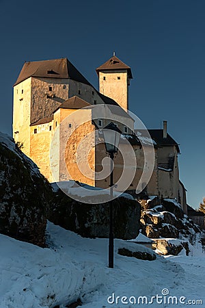 Winter View of The Mighty Fortress of Castle Rapottenstein Editorial Stock Photo