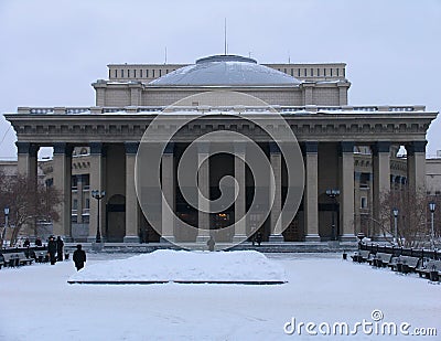 Winter view on Novosibirsk Opera and Ballet Theater Stock Photo