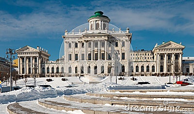 Winter view of Pashkov House on Vagankovsky Hill in Moscow Stock Photo